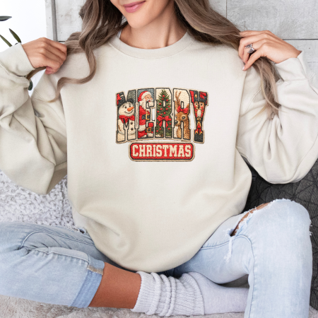 Bluze dama de Craciun - Bluza dama oversize Vintage Merry Christmas