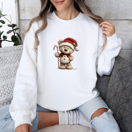 Bluze dama de Craciun - Bluza dama oversize Candy Bear Christmas