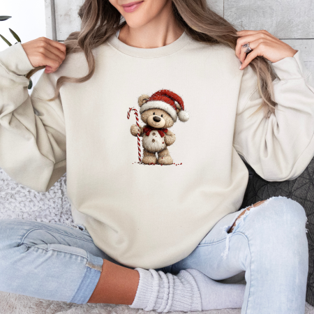 Bluze dama de Craciun - Bluza dama oversize Candy Bear Christmas