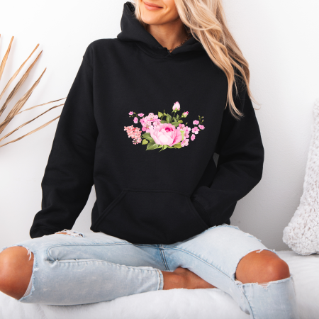 Hanorace dama cu flori - Hanorac dama cu gluga Pink Blossom Bouquet