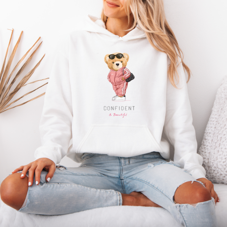 Hanorace dama cu ursuleti - Hanorac dama cu gluga Confident & Beautiful