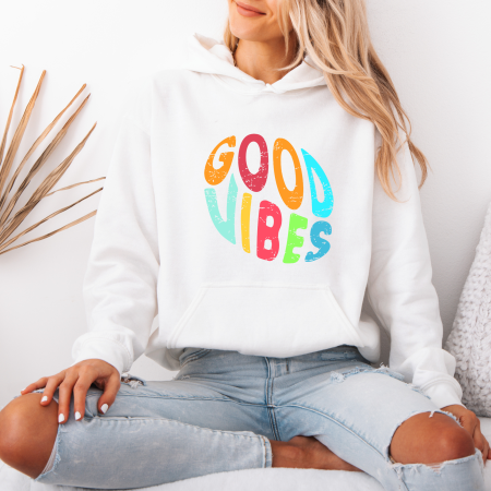 Hanorace dama - Hanorac dama cu gluga Good Vibes – Black & White Edition