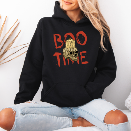 Hanorace dama Halloween - Hanorac dama cu gluga Boo Time – Black & White Edition