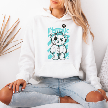 Hanorace dama cu ursuleti - Hanorac dama cu gluga Hysteric Bear – Black & White Edition