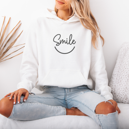 Hanorace dama cu mesaje - Hanorac dama cu gluga Smile