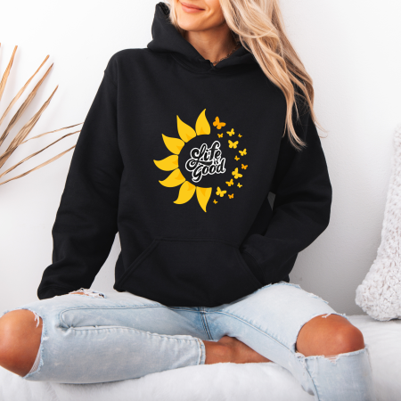Hanorace dama cu flori - Hanorac dama cu gluga Life is Good