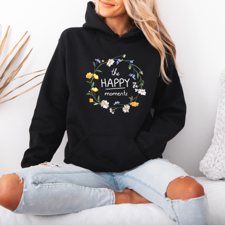 Hanorace dama cu flori - Hanorac dama cu gluga The Happy Moments