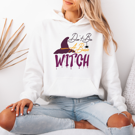 Hanorace dama Halloween - Hanorac dama cu gluga Don’t Be a Basic Witch