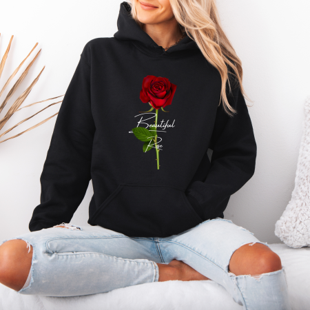 Hanorace dama cu flori - Hanorac dama cu gluga Beautiful Rose