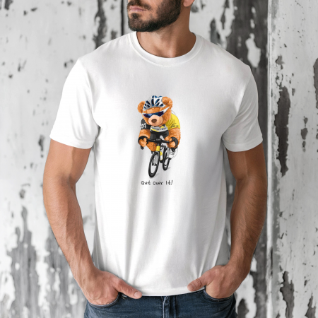 Tricouri barbati - Tricou barbati din bumbac 100% regular fit,Alb,marimea S,Ursulet 13