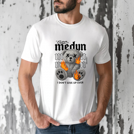 Tricouri barbati - Tricou barbati din bumbac 100% regular fit,Alb,marimea XXL,Ursulet 17