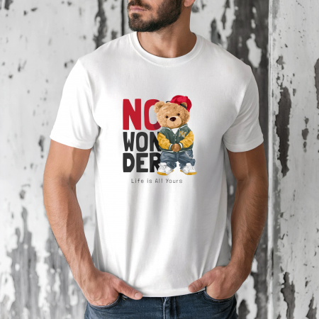 Tricouri barbati - Tricou barbati din bumbac 100% regular fit,Negru,marimea XXL,Ursulet 19
