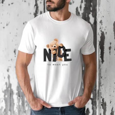 Tricouri barbati - Tricou barbati din bumbac 100% regular fit,Alb,marimea XXL,Ursulet 27