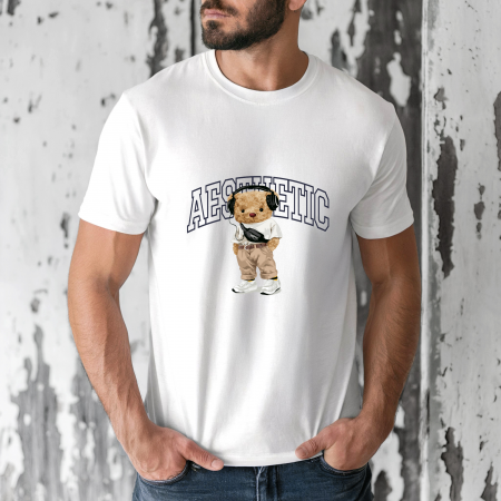 Tricouri barbati - Tricou barbati din bumbac 100% regular fit,Alb,marimea XXL,Ursulet 28