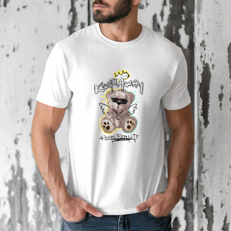 Tricouri barbati - Tricou barbati din bumbac 100% regular fit,Alb,marimea XXL,Ursulet 29