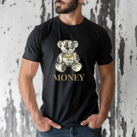 Tricouri cu ursuleti - Tricou barbati din bumbac 100% regular fit,Negru,marimea XXL,Ursulet 50