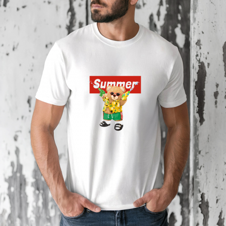 Tricouri barbati - Tricou barbati din bumbac 100% regular fit,Negru,marimea XXL,Ursulet 76