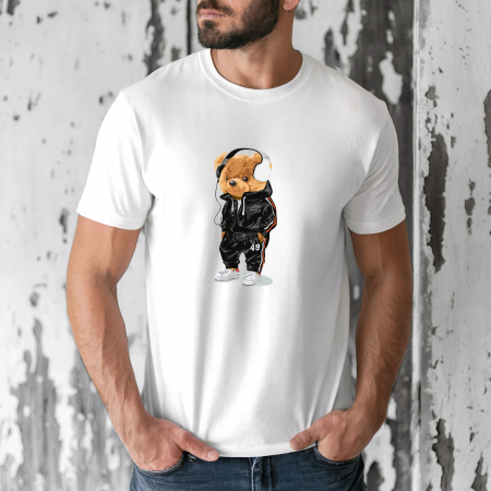 Tricouri cu ursuleti - Tricou barbati din bumbac 100% regular fit,Negru,marimea XXL,Ursulet 79