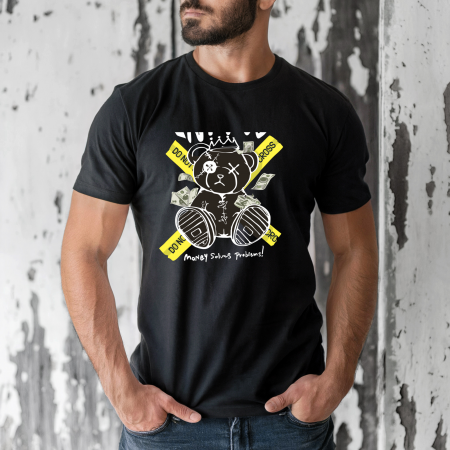 Tricouri cu ursuleti - Tricou barbati din bumbac 100% regular fit,Negru,marimea XXL,Ursulet 80