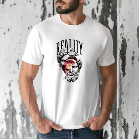 Tricouri barbati - Tricou barbati din bumbac 100% regular fit, Alb, marimea M, Urban 1