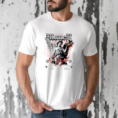 Tricouri barbati - Tricou barbati din bumbac 100% regular fit, Alb, marimea M, Urban 12
