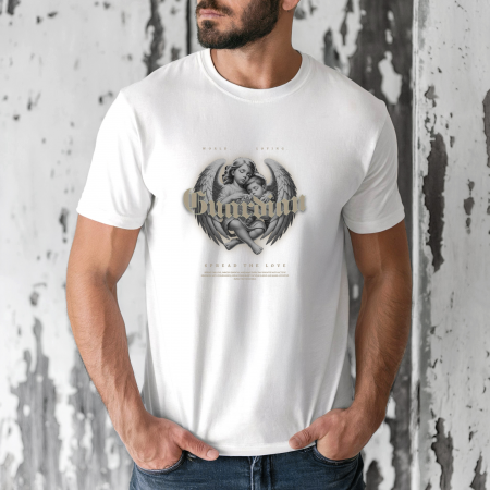 Tricouri barbati - Tricou barbati din bumbac 100% regular fit, Alb, marimea M, Urban 18