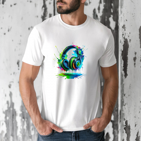 Tricouri barbati - Tricou barbati din bumbac 100% regular fit, Alb, marimea M, Urban 22