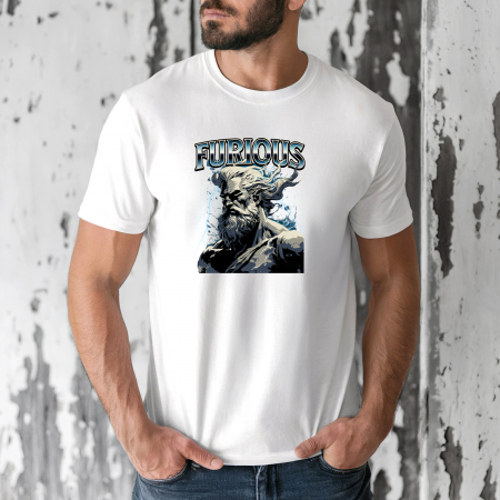 Tricouri barbati - Tricou barbati din bumbac 100% regular fit, Alb, marimea M, Urban 25