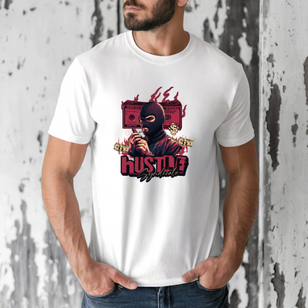 Tricouri barbati - Tricou barbati din bumbac 100% regular fit, Alb, marimea M, Urban 4