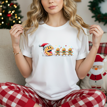 Tricouri - Tricou dama bumbac Pac-Man Christmas