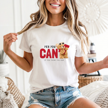 Tricouri cu ursuleti - Tricou dama din bumbac 100% regular fit,Alb,marimea XXL,Ursulet 11