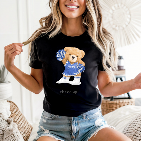 Tricouri cu ursuleti - Tricou dama din bumbac 100% regular fit,Negru,marimea XXL,Ursulet 17