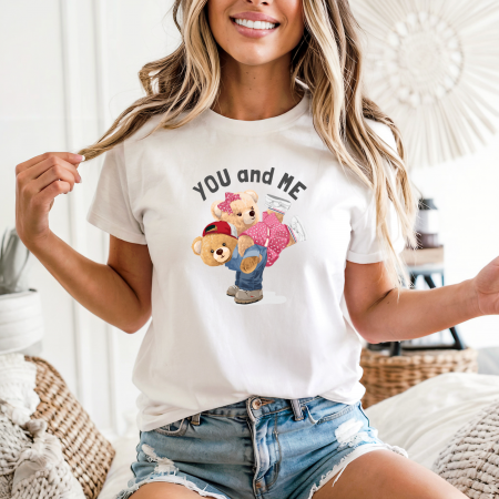 Tricouri cu ursuleti - Tricou dama din bumbac 100% regular fit,Negru,marimea XXL,Ursulet 4