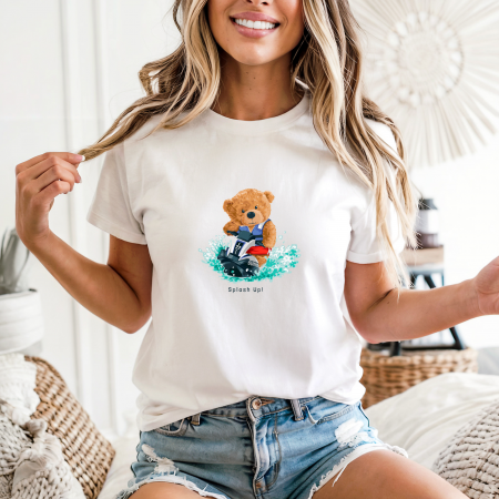 Tricouri cu ursuleti - Tricou dama din bumbac 100% regular fit,Negru,marimea XXL,Ursulet 8