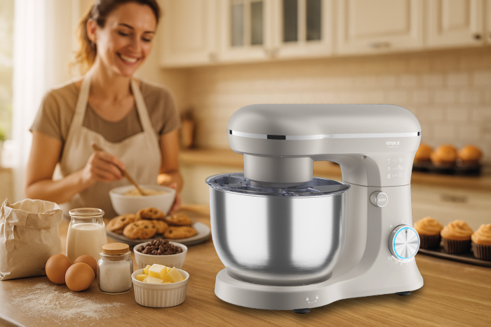 Robot de bucătărie Vivax RM-41500S, 2 boluri de inox de 4 si 5 L, 1500W, 10 viteze + Turbo Pulse, Bej [10]