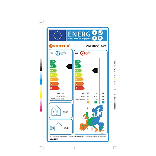 Aer conditionat VORTEX VAI1825FAW, 18000BTU, A++/A+, Wi-Fi, Functie Incalzire, Inverter, kit instalare inclus, alb [5]