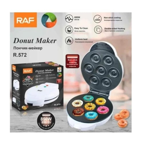 Aparat de Făcut Gogoși Electric RAF R-572, 850W, 7 Gogoși pe Ciclu, Plăci Antiaderente, Termostat Reglabil, Indicator Luminos, 23 x 28 x 14 cm, Donut Maker Multifuncțional [9]