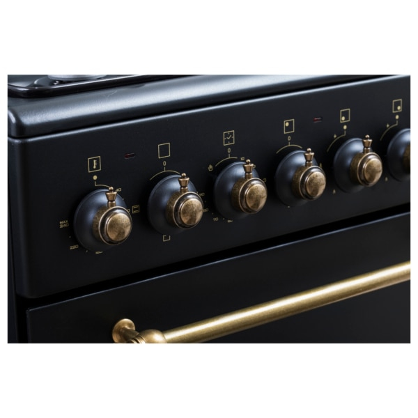 Aragaz rustic Samus SR550EL3B1, 3 arzatoare pe gaz + 1 electric, cuptor electric, 48 L, 3 functii, aprindere electrica, Timer mecanic, Aprindere eletrica, Negru [8]
