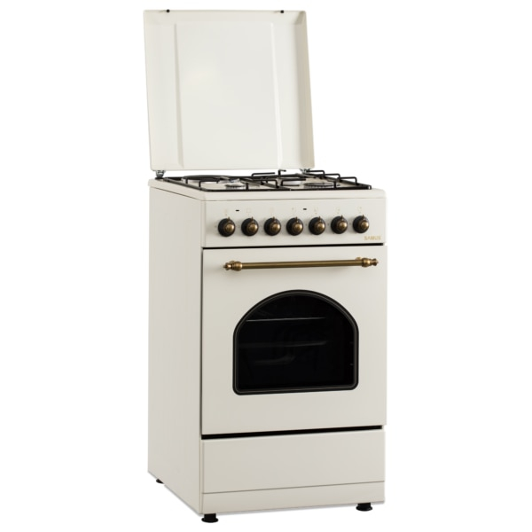 Aragaz Rustic Samus SR550EL3C1, 3 arzatoare pe gaz + 1 electric, Aprindere electrica, Cuptor electric, 48 l, 3 functii, 2200 W, timer mecanic, Beige [5]