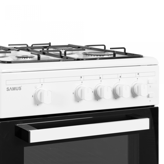 Aragaz Samus SM450APBS, 4 Arzatoare, Cuptor gaz, Aprindere electrica plita, Alb [5]
