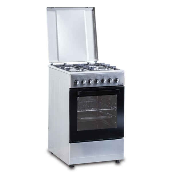 Aragaz Samus SM562AENS1 INOX, 4 arzatoare gaz, Gratare fonta, 7 functii, Cuptor electric, Aprindere electrica, Ventilator, Timer mecanic, Inox [4]