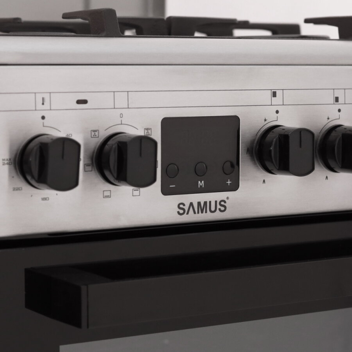 Aragaz Samus SM563AENS, 4 Arzatoare Gaz, Cuptor electric, 43 L, 7 Functii, Grill, Aprindere electrica, Inox [3]