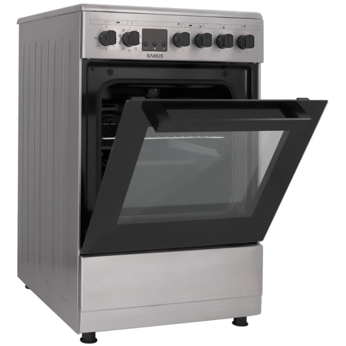 Aragaz Samus SM564VTE INOX, Electric, 4 arzatoare, 10 functii cuptor, grill, convectie 3D, timer digital, lumina interioara, inox [2]