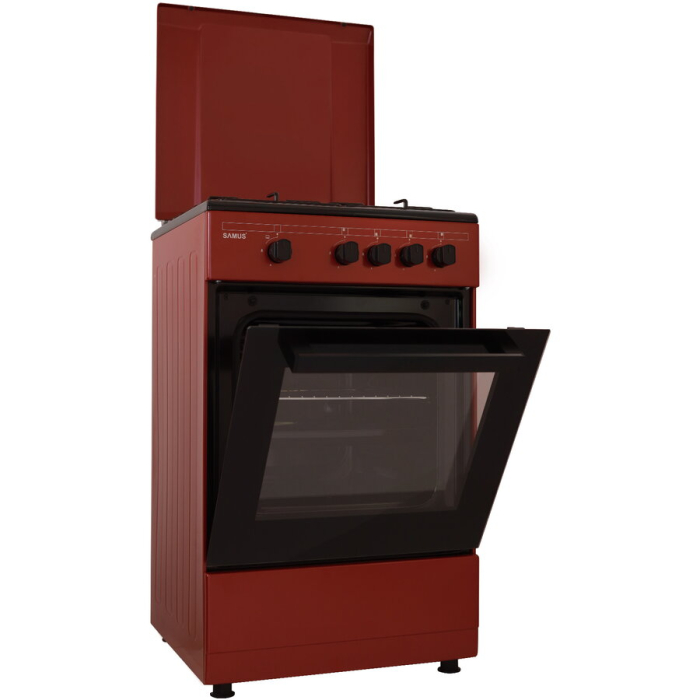 Aragaz Samus SM566APGS, 4 Arzatoare gaz, Cuptor Gaz, 49 L, Burgundy/Negru [3]