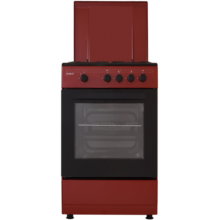Aragaz Samus SM566APGS, 4 Arzatoare gaz, Cuptor Gaz, 49 L, Burgundy/Negru [2]