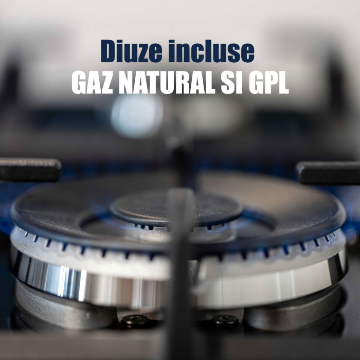 Aragaz Samus SM664XPGS1, 4 arzatoare gaz, cuptor gaz, aprindere electrica plita, timer, grill, sigurante plita si cuptor, Inox/laterale argintii [8]