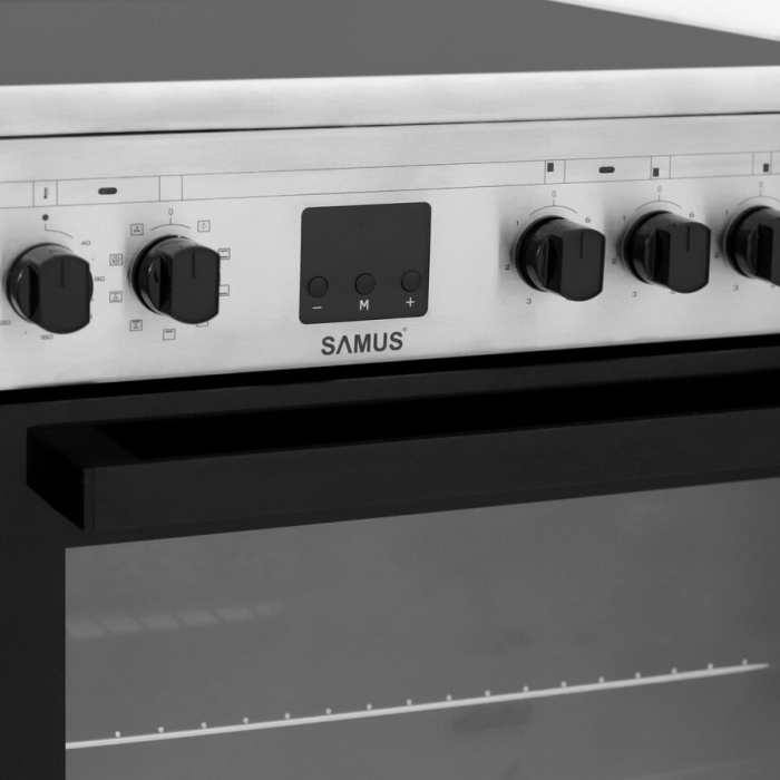 Aragaz Samus SM664VTE, Plita vitroceramica, 4 zone de gatit, 10 functii cuptor, Grill, Convectie 3D, 56 L, Timer, Inox [7]