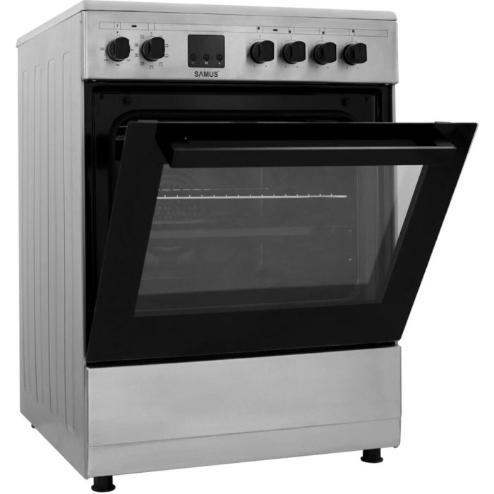 Aragaz Samus SM664VTE, Plita vitroceramica, 4 zone de gatit, 10 functii cuptor, Grill, Convectie 3D, 56 L, Timer, Inox [11]