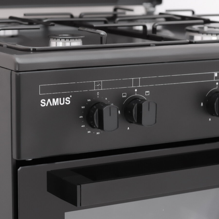 Aragaz Samus SM667APGS, 4 Arzatoare Gaz, Cuptor Gaz, 56 L, Grill, Timer mecanic, Antracit [9]