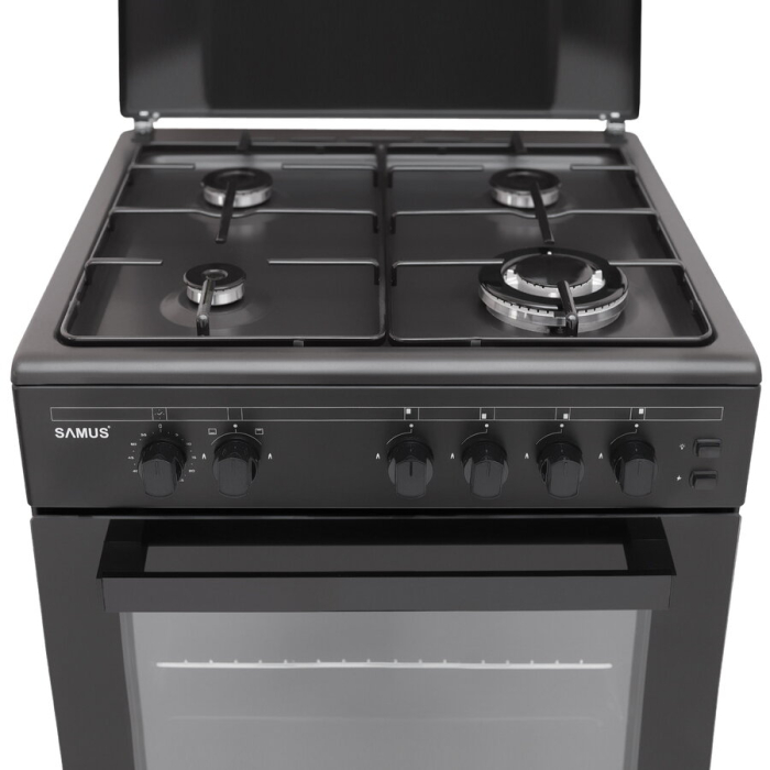 Aragaz Samus SM667APGS, 4 Arzatoare Gaz, Cuptor Gaz, 56 L, Grill, Timer mecanic, Antracit [4]